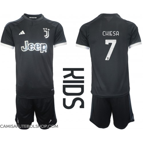 Camisa de time de futebol Juventus Federico Chiesa #7 Replicas 3º Equipamento Infantil 2023-24 Manga Curta (+ Calças curtas)